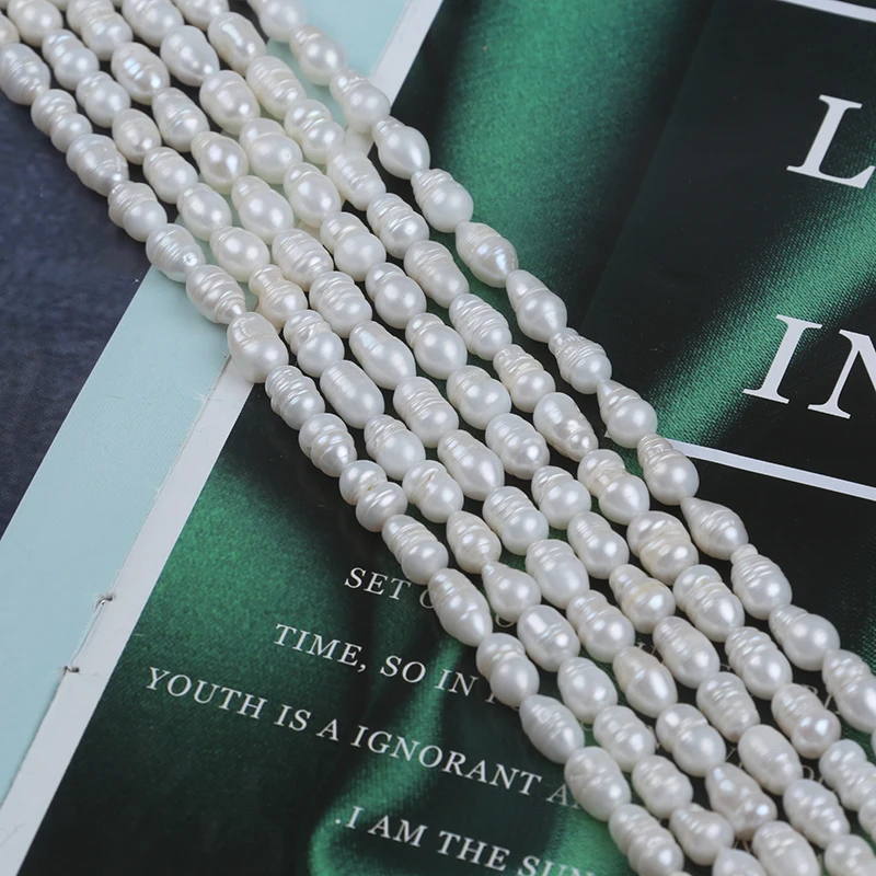 Chinese Manufacturer Wholesale Natural 6-7mm Rice Shape Fresh Water Pearl Strands