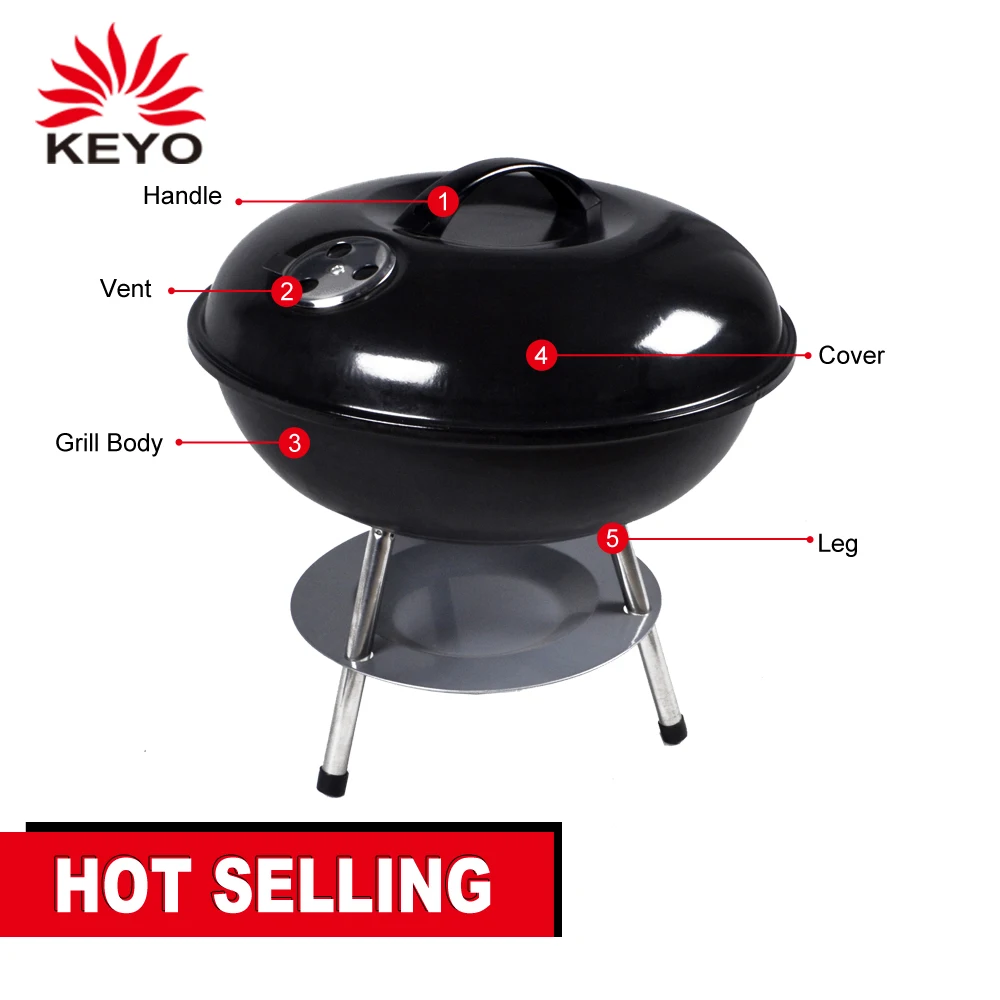 Camping Mini Round Charcoal Barbecue Bbq Grill Portable Charcoal Barbeque Kettle Tabletop Grills