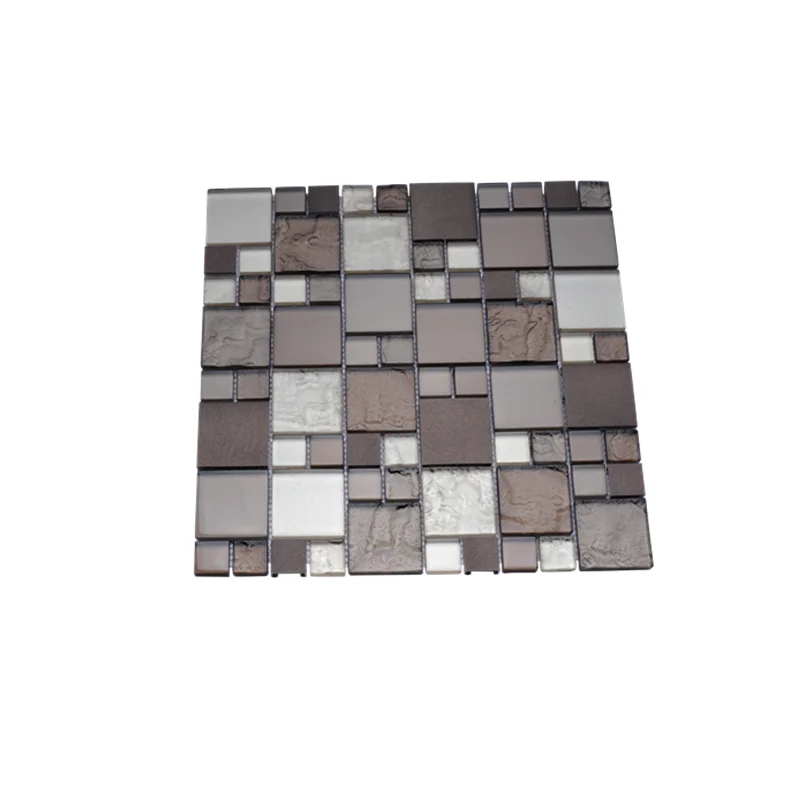 Wholesale factory wall decoration 3D metal mixed Glass Mosaic for Kitchen Backsplash Tiles