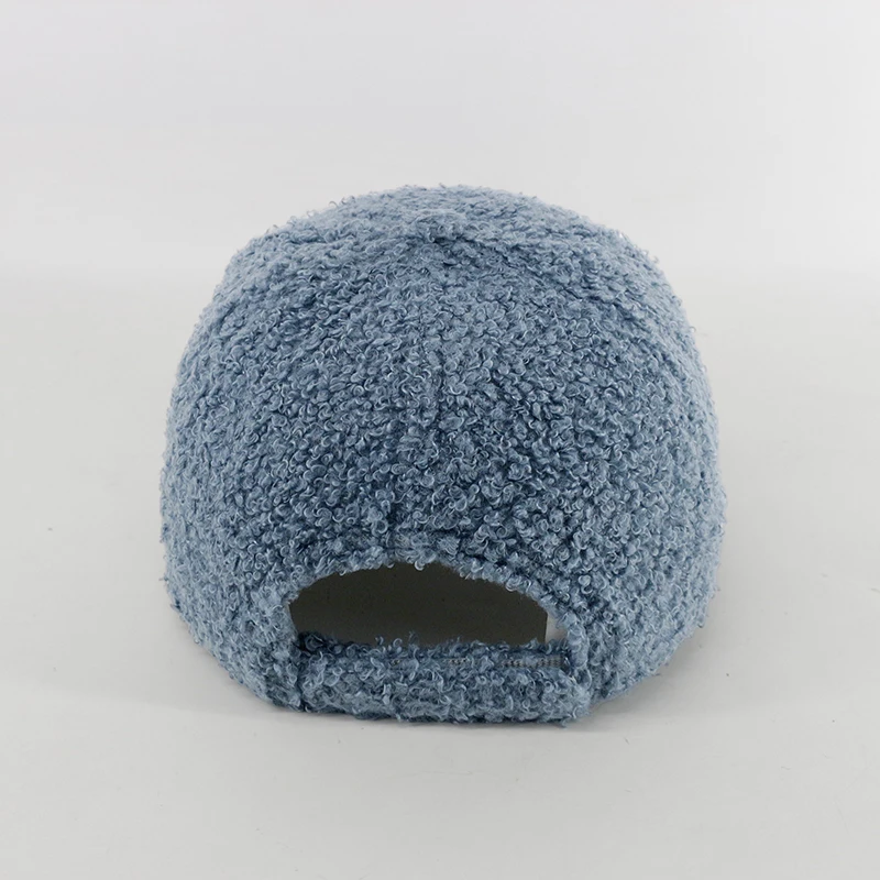 embroidery logo 6 panel hard winter warm baseball hat customized terry towelling hat custom terry towel cap fleece plush hat