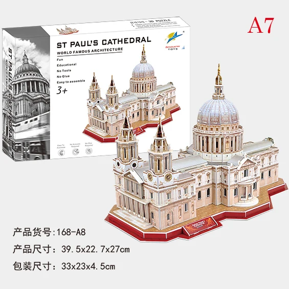 Factory Price World Famous Building Roller Coaster Cable Car Learning Education 3D Model Puzzle DIY Assemble Jigsaw Toy