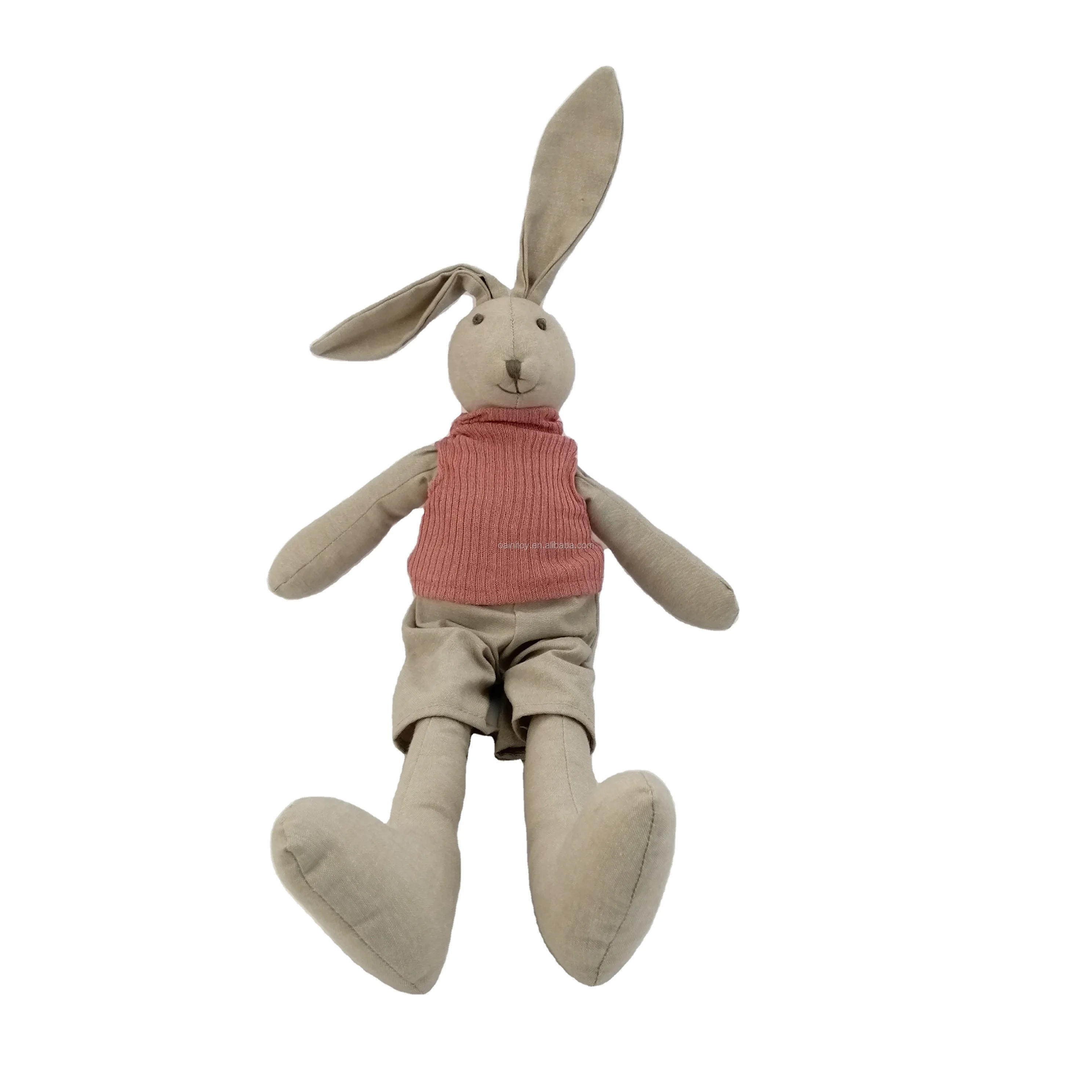 Wholesale High Quality Plush Long Leg Easter Rabbit Toys Linen Animal Toy Stuffed Bunny Toys Custom Children ODM Mascot OEM