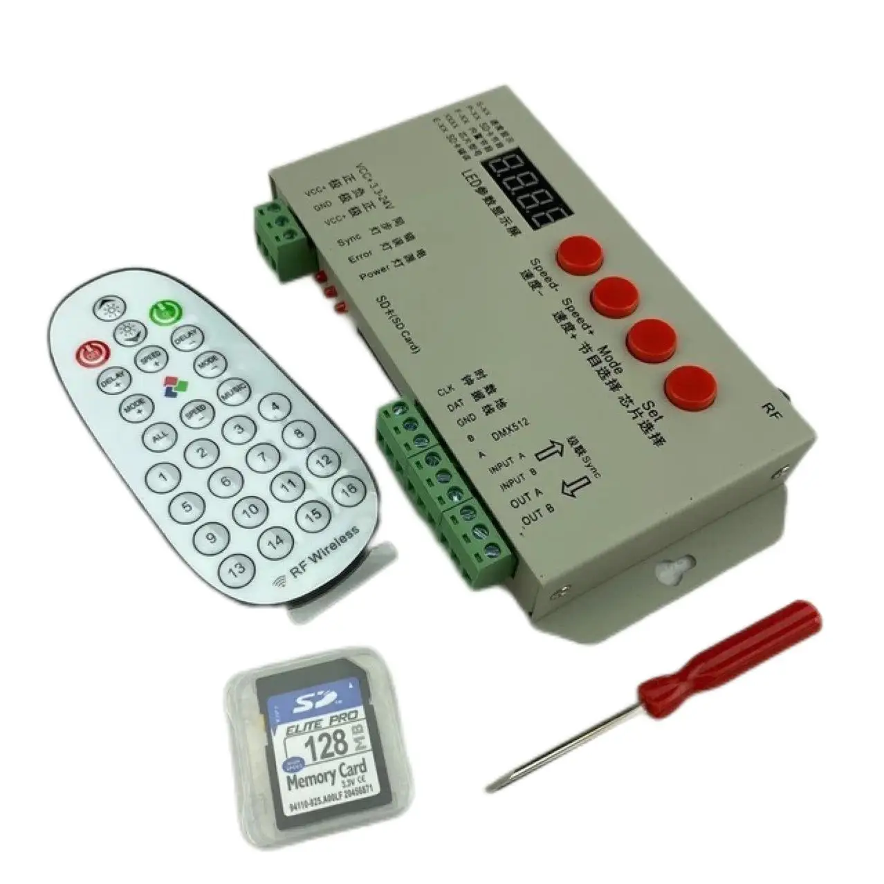 K-1000S Pixel LED Controller RF Wireless Remote Control 29 KEYS K1000S ws2811 Strip Programmable SD Card Pixel Controller