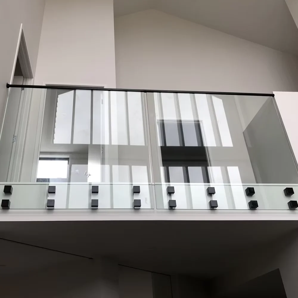 HL Customized Fence Handrail Railing Glass Mounts Stair Railings System Matte Square Glass Standoff stair parts