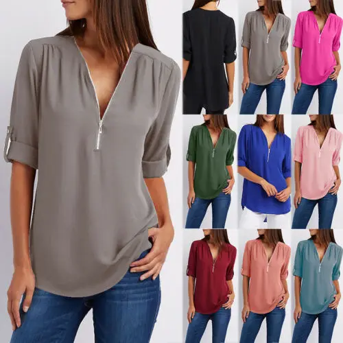 
Summer Women Tops Plus Size V-Neck Long Sleeve Chiffon Elegant Design Blouse Ladies Shirt Blouse for Women 