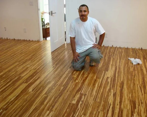 Elegant 14mm Thick Tiger Stripe Bamboo Flooring Compressed Home Decking with Glue Installation Waterproof and Charcoal Finish