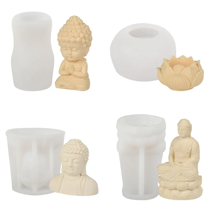 Early Riser Tathagata Buddha aromatherapy candle silicone mold stereo Buddha desktop plaster candle mold handicrafts Cake tools