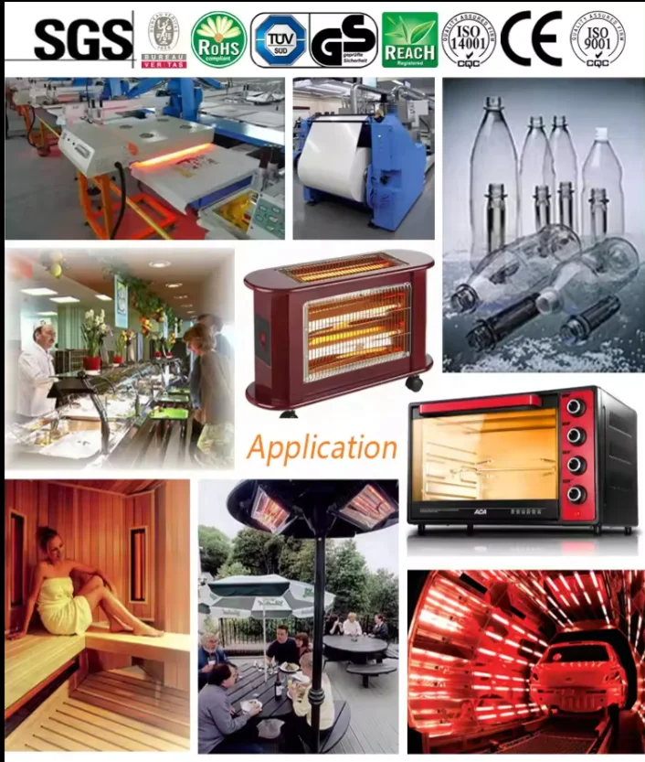 Электрическое непрерывное туннельное нагревание высокая температура в течение короткого времени нагревательные лампы инфракрасные теплые аксессуары для отверждения краски
