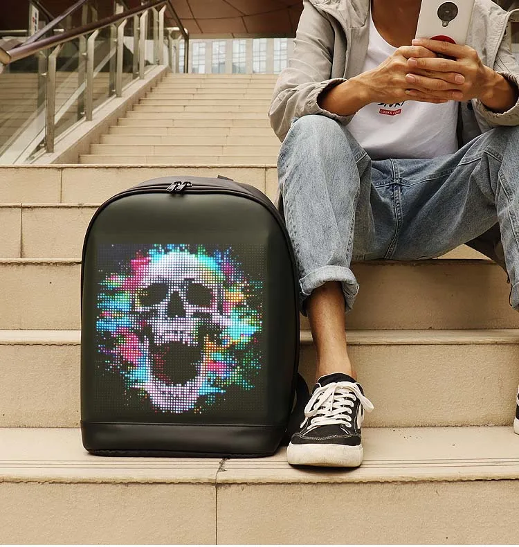 LED Backpack Full Color Programmable Screen display Waterproof Travel Laptop Backpack for Men Women and students dropshipping