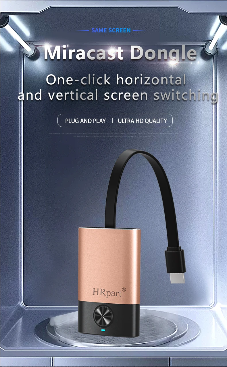 Portrait Mode Full Screen Miracast Dongle Wireless Mirroring From Phone Laptop to TV Projector Support Tiktok Full Screen On TV