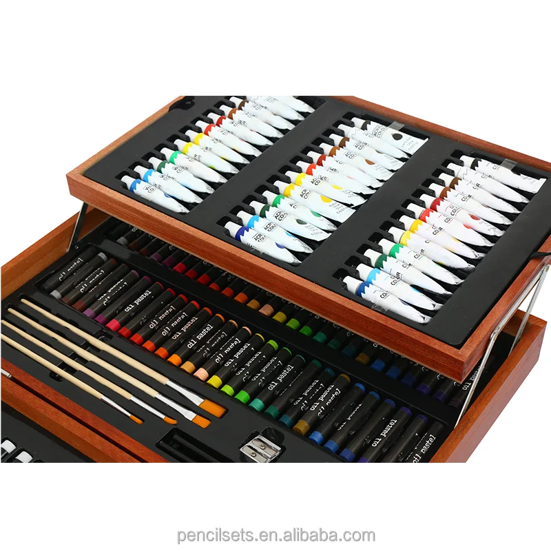 2021 High Quality Professional 174 pcs  2021 High Quality Professional Acrylic Paint Art Wooden Set for kids For Kids