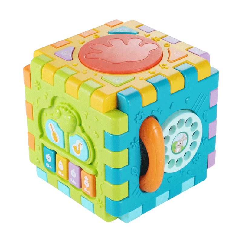 Early Educational Baby Toys Six-sided Puzzle Activity Cube Play Center Music and Light 6 12 18 Months