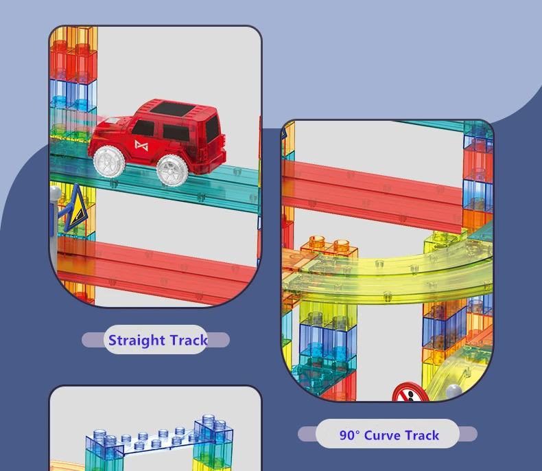 348pcs Magnetic Race Car Track Tiles Building for Kids Educational Toy Kit Magnetic Blocks DIY Magnet Toys Ride On Car