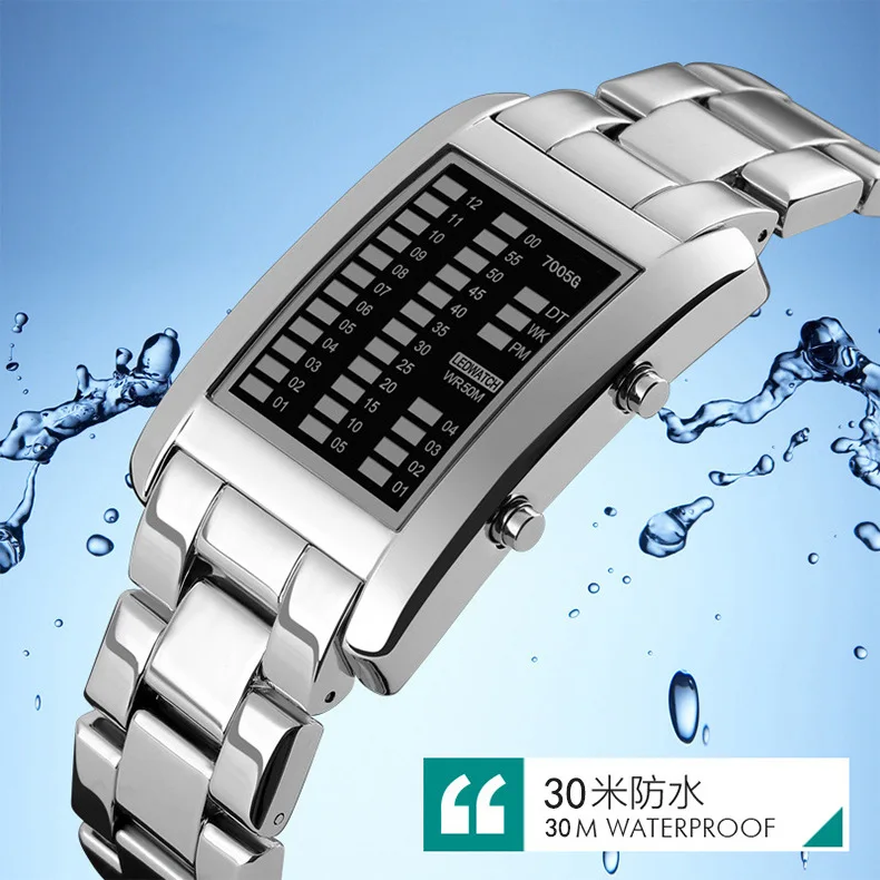 Fashion Waterproof 4 color led bracelet iron man three-line binary Meukow Watch Business Casual Wristwatch for men