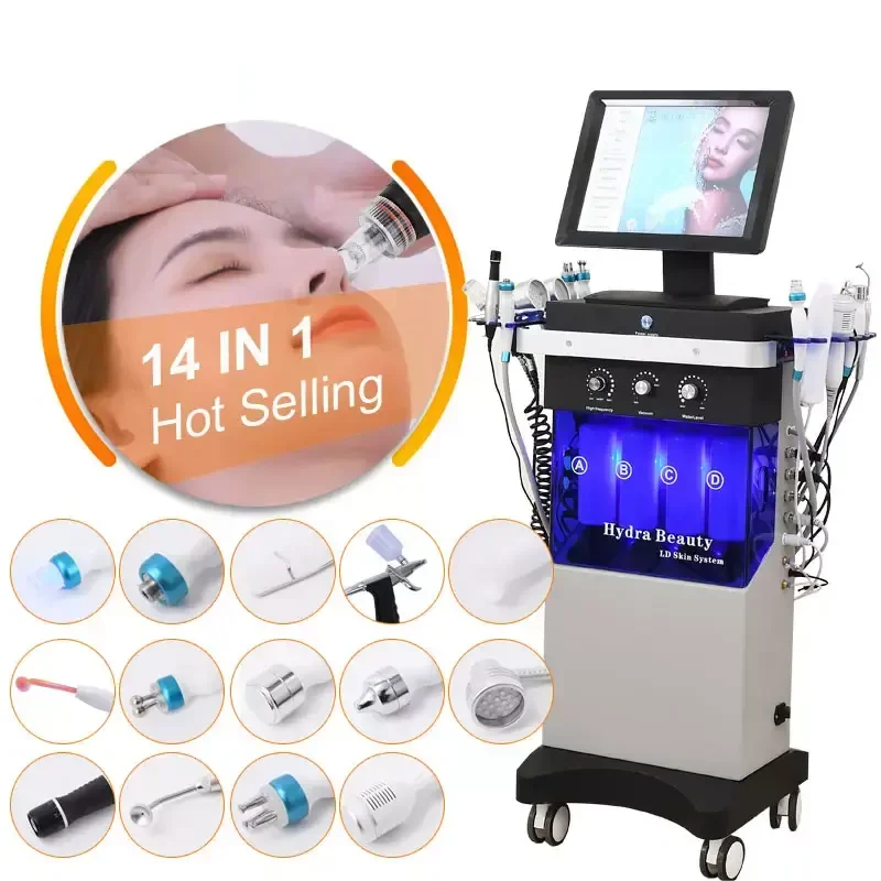 Latest Factory Price Oxygen 14 In 1 Peeling Hydro Facial Water Jet Machine Facial Hydrating Moistening Face Cleaning Machine