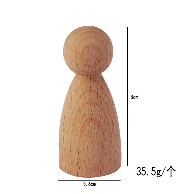Wooden Peg Doll Plaint Round Blank Peg Dolls People for Toys or DIY Wood Cake Toppers Montessori Pretend Play Plain Pegs