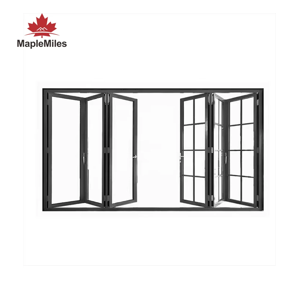 Maplemiles Aluminum Tempered Glass Horizontal Folding Window Bifold Windows for Home