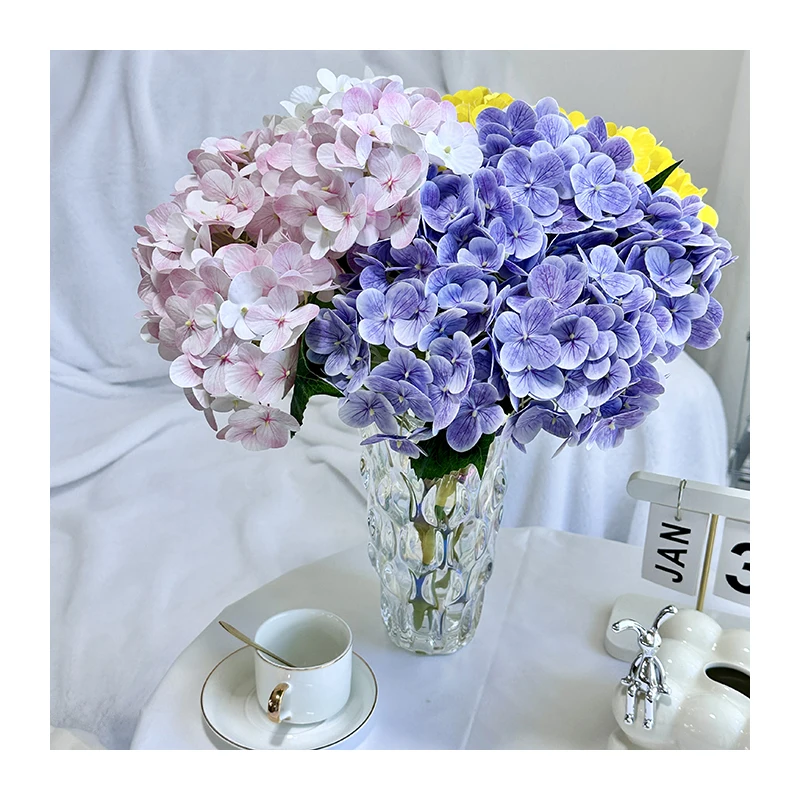 QYY-66 High quality Faux real touch Hydrangea bundle  Artificial Real Touch Hydrangea flower Home Wedding Decoration