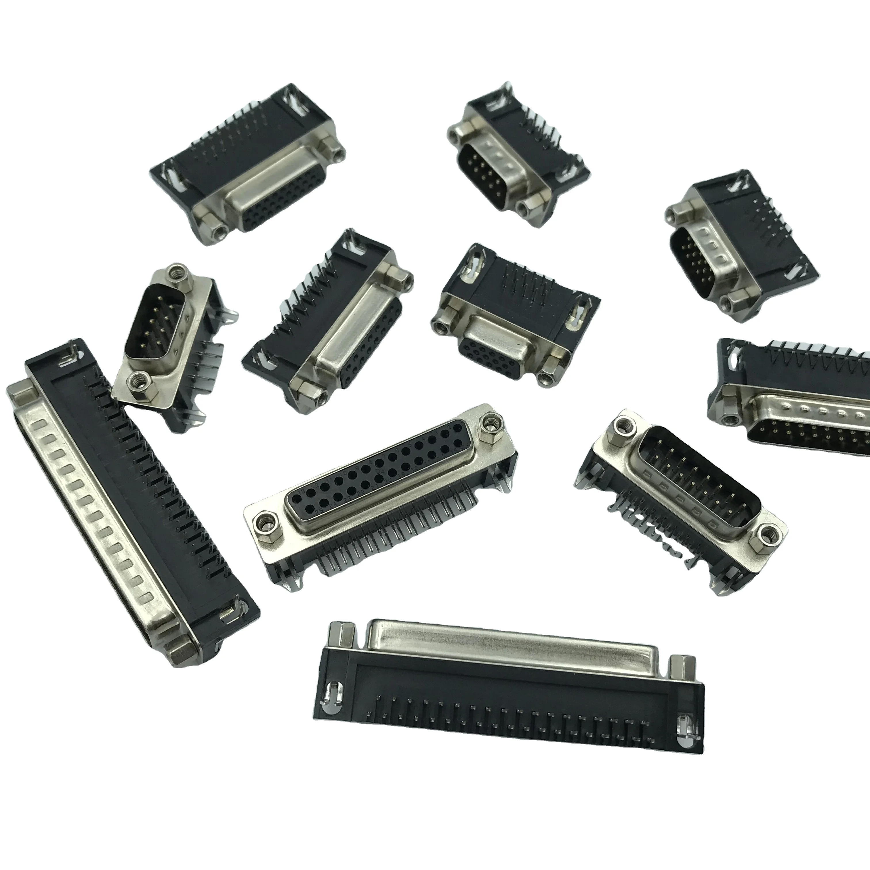 d-sub 9 15 25 37 pin connector female right angle