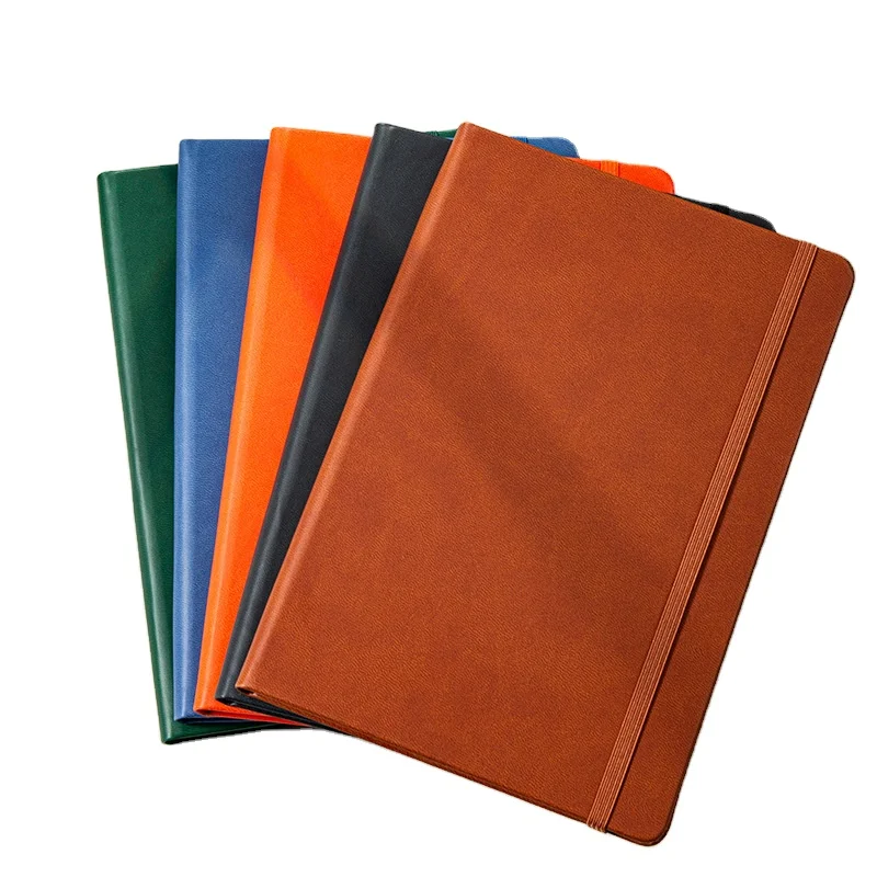 Stock Wholesale Customized A5 Pu Journal Notebook Printed Brand Logo Diary Note Book PU Leather Notebook with Elastic Strap