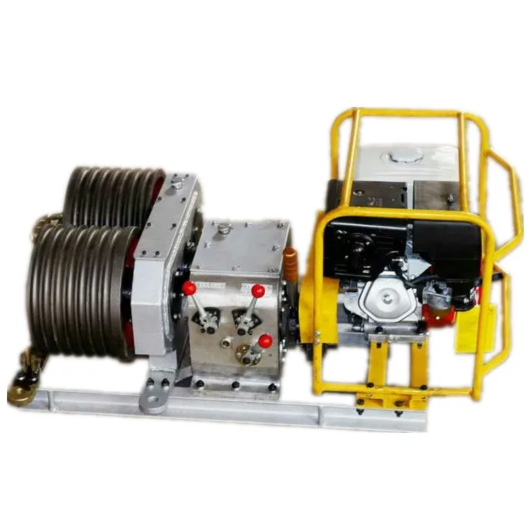 Transmission line 5 Ton Gasoline Powered Winch Cable two Drums Winch Cable Pulling Winch
