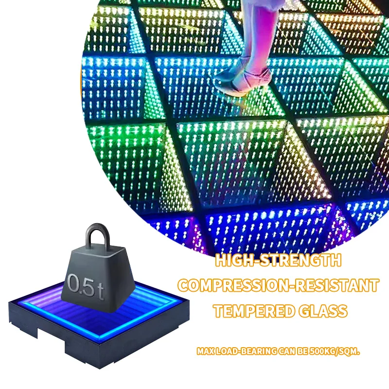 Wireless Portable Dance Floor 3D Infinite Party Stage Floor Light Wedding dancing Lumineuse Led Dance Floor