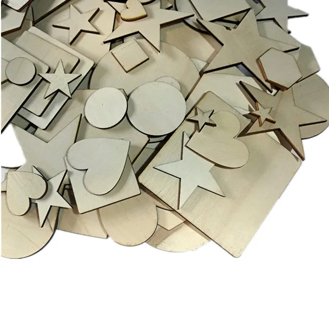 DIY handmade laser cutting Custom wood chips about love,round,five-pointed star,six-sided square shape