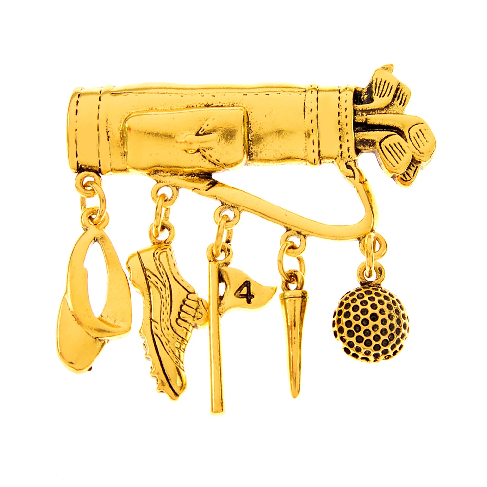 Golf Tools Brooch Vintage Badges Fashion Unisex Lable Pin 3 Colors Available Alloy Material Good Gift