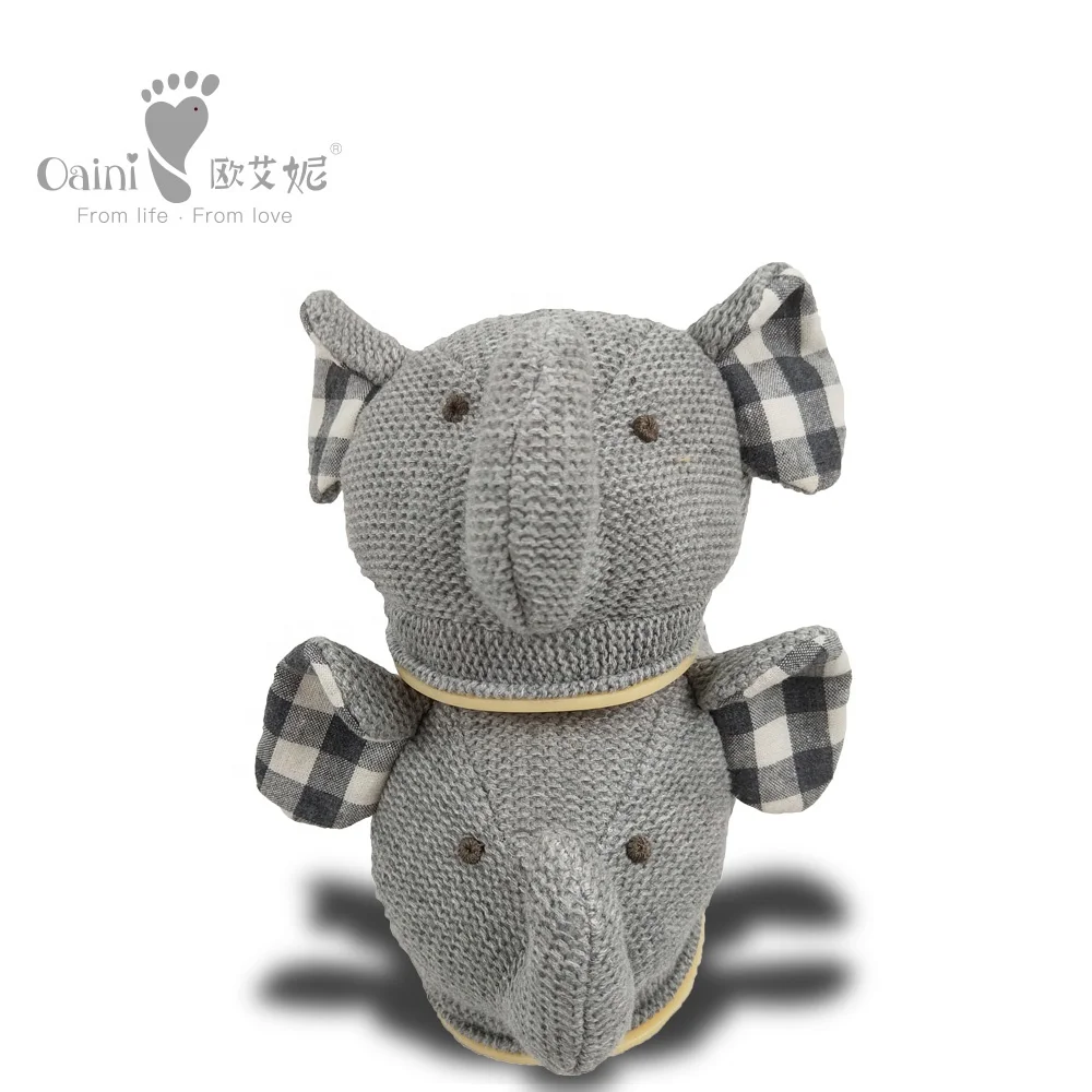 2023 ODM OEM Manufacturer Knitted Household Slippers Lovely Animal Soft Slipper Stuffed Elephant Kids Shoes