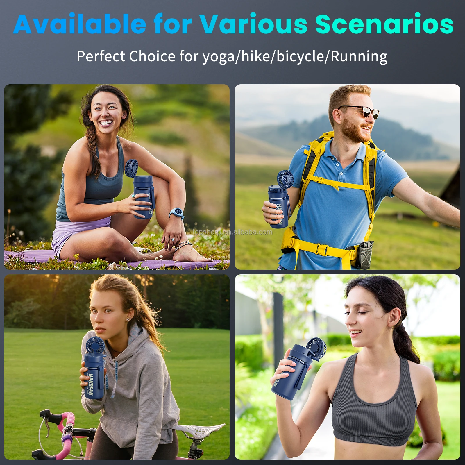 Outdoor Travel Sport Insulated Thermos Bottle Stainless Steel Kid Water Bottle Vacuum Flask Fan