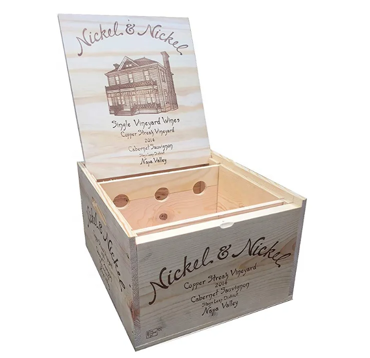 
Customizable wooden wine box of 6 bottles 