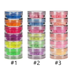 New Glow Loose Powder Neon Pigments Powder Stack Colorful 6 in 1 Fluorescence Gel Nail Polish Neon Pigment Powder