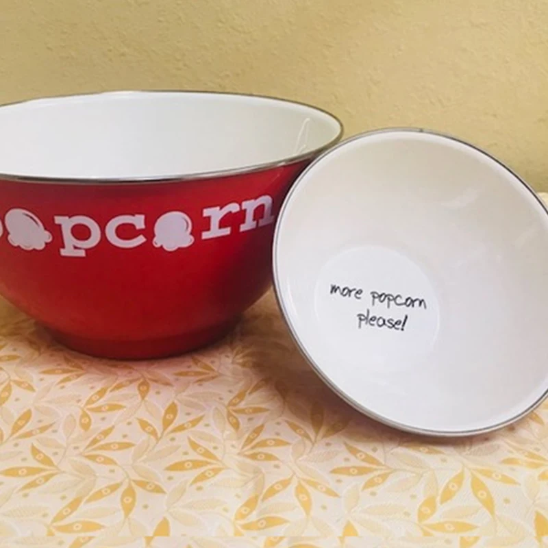 Wholesale Hot Sale Large Capacity Metal Salad Bowl Custom Size 12cm 16cm 18cm 20cm 26cm  Enamel Popcorn Bowl