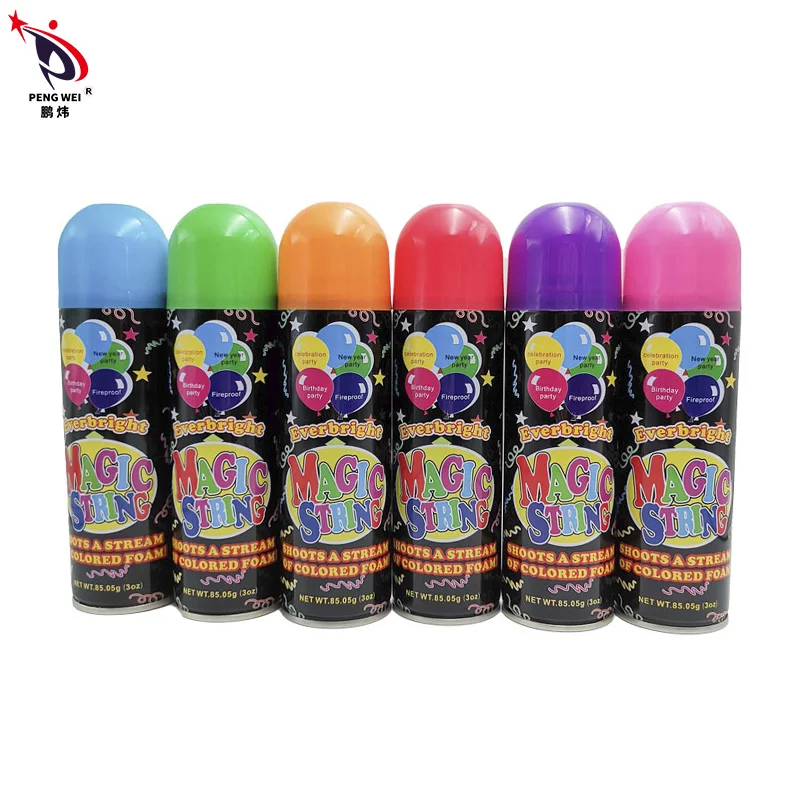 Birthday party crazy silly string non toxic wholesale stage special colorful streamer silly string spray