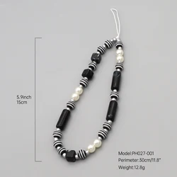 Fashion Design Beads Pearls Diy Beaded Cell Phone Lanyard Strap Luxury Mobile Chain Phone Charm Acrylic