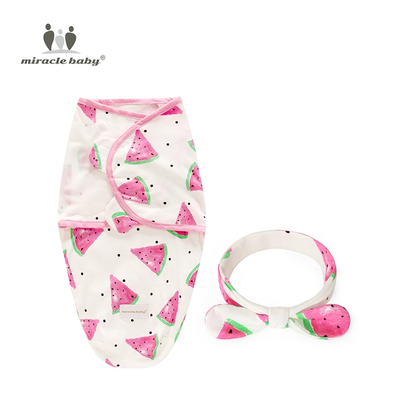 
Two-piece set Breathable Cotton Newborn Baby Wrap Swaddle Blankets Toddler Swaddle With Headwrap Christmas gift 