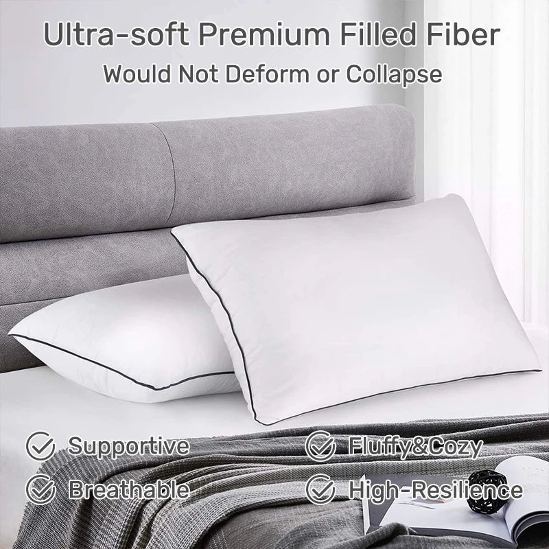 Embossed White Cushion Pillow Soft Supportive Luxury Pillow Hotel Quality Bed Pillows For Adults Men Women