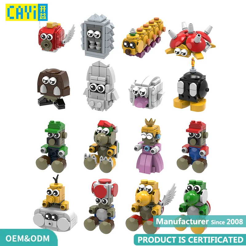 CAYI 2025 Super Small Animal Game 16-IN-1 Building Block Set ABS Plastic Creative Moc Bricks Custom Assembly Toys for Children