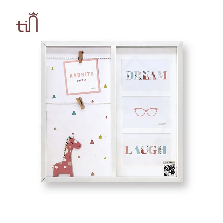 Семья Несколько деревянный зажим с 4 отверстия для маленьких детей первый год деревянная фоторамка