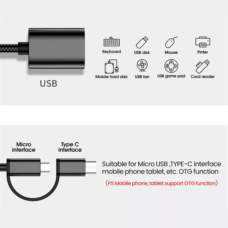 2 In 1 otg usb type c micro to  Usb 3.0 Female Cable Extension Cable Otg Adapter Data Cable for HUAWEI xiaomi Samsung vivo