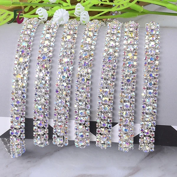 Factory Wholesale Single Row Silver Claw Rhinestone Cup Chain,3 Rows Crystal Cup Chain,Crystal & Pearl Trimming for Christmas