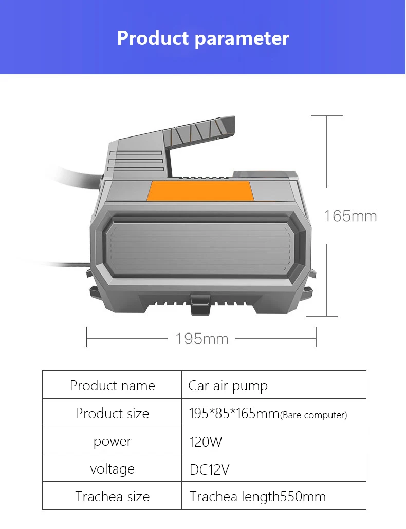 Air Compressor Tire Inflator 12V DC Car Tire Pump with Digital Pressure Gauge 150PSI with Car Power Adaptor