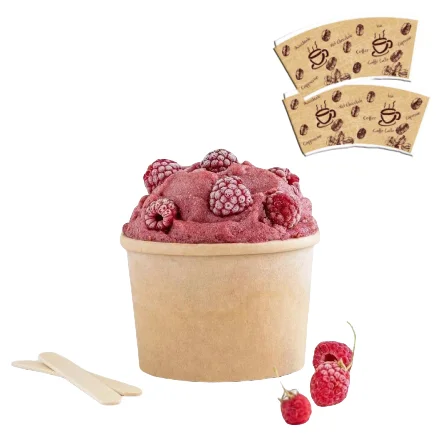 Food Grade Kraft Paper Bowls Cups PLA Coated Synthetic Craft Material Snacks Salads Sushi Pizza Sugar Bread Embossed Printing