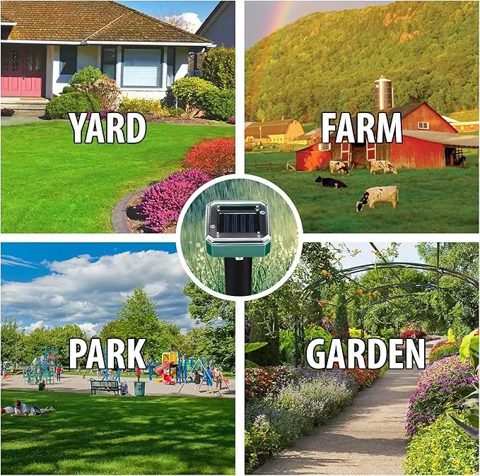 New Solar Animal Repellant Continuous 24-Hour Protection Ultrasonic Flash Bird Solar Powered Animal Deterrent