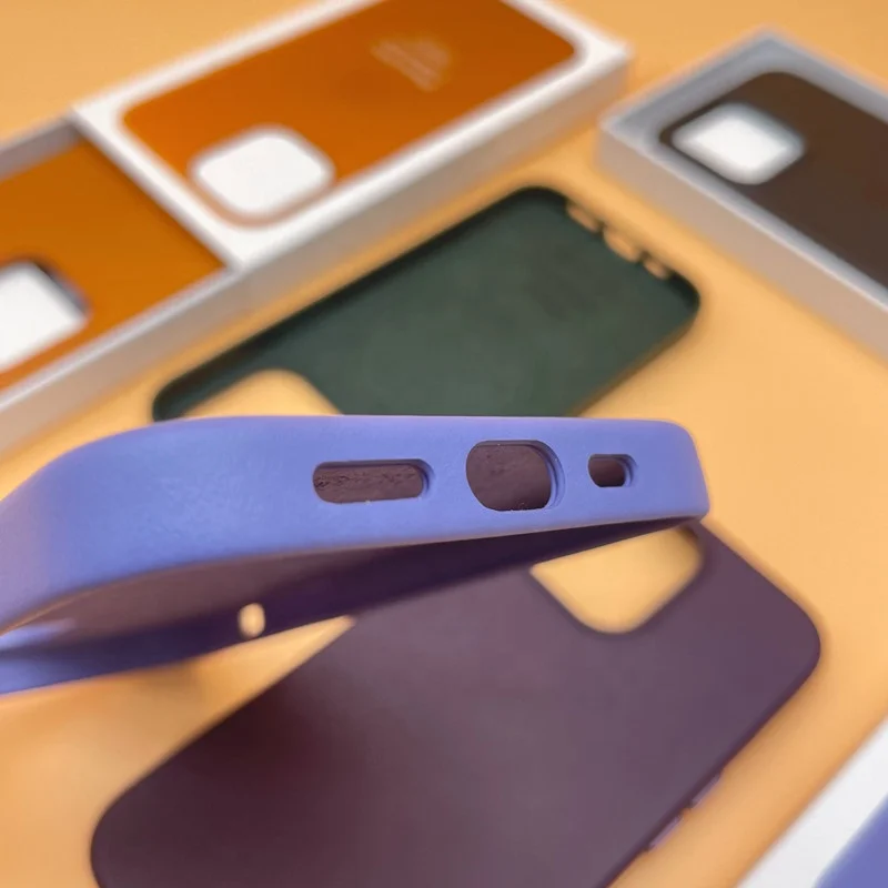 WOWCASE 2023 Genuine Smooth Leather Phone Case Mobile Phone Case For iPhone 13 14 15 Pro Max With Magnetic Animation