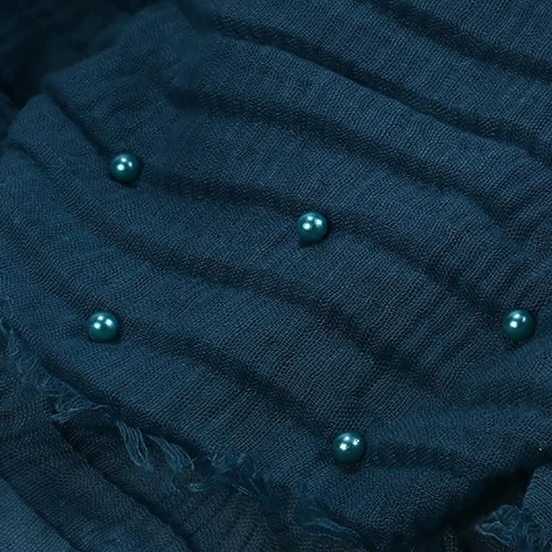 
Mixed Wholesale Stock 180*70cm Pure Color Cotton Wrinkle Pearl Hijab 