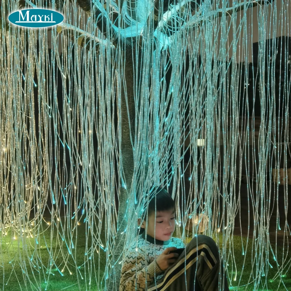 RGBW Color Changing LED Willow Fiber Optic Light Christmas Outdoor Decoration Fiber Optic Avatar Tree Lighting