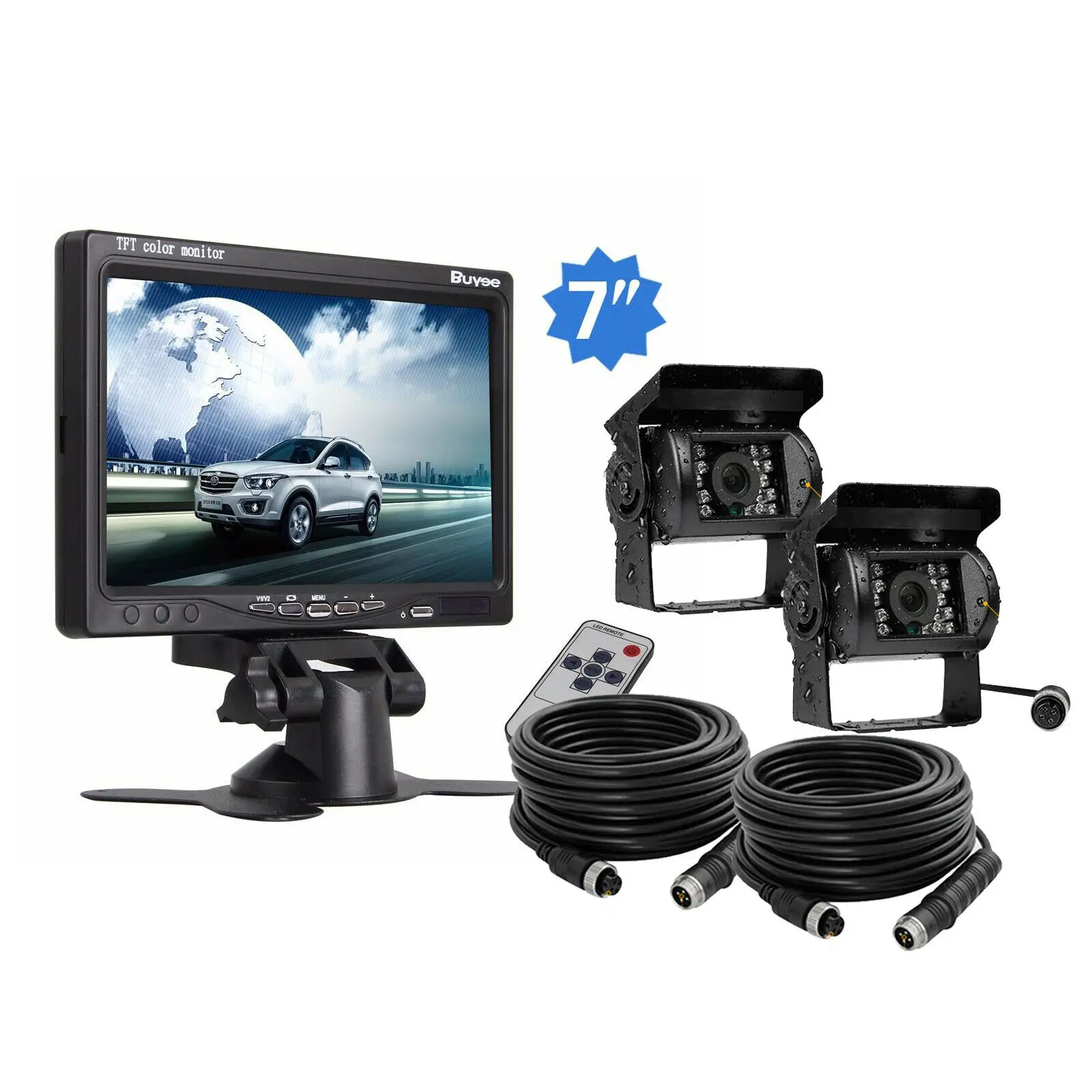 
iPoster hot-selling DIGITAL REAR VIEW BACKUP REVERSE SYSTEM SAFETY FOR TRUCK TRACTOR RV camera+ 7 inch Monitor 