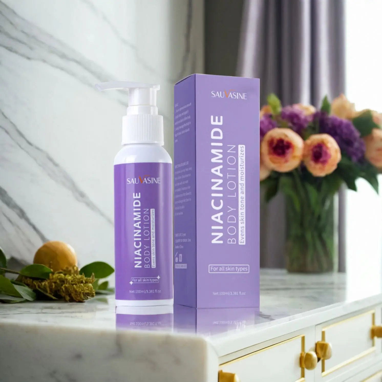 SAUVASINE New Moisturizer Whitening Nicotinamide Body Lotion Natural Lightening Hydration Nicotinamide Component Body Care Cream