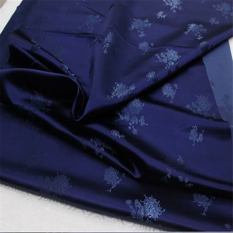 75cm Satin Many Colors Smooth Shiny  Jacquard Brocade Fabric  for Overcoat Pants Dress